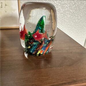 Vintage Art Glass Aquarium Fish Coral Paper Weight